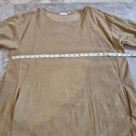 Vasna Corduroy Dress Womens Large Beige L/S Pockets Lagenlook Relax Prairie - Picture 6 of 8